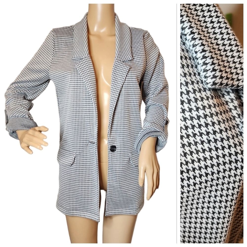 Ivy‎ + Main jersey stretch houndstooth blazer.